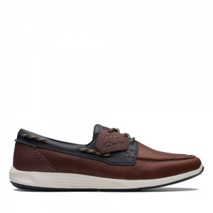 Clarks ATL Sail Go παπουτσια casual ανδρικα Navy/Brown | GR805943