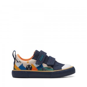 Clarks Foxing Play Toddler καμβα παπουτσια για κοριτσια σκουρο μπλε | GR298013