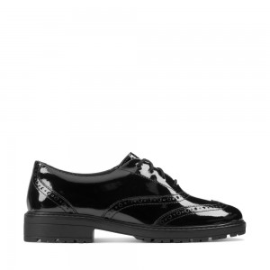 Clarks Loxham Brogue Youth Παπουτσια για σχολειο για κοριτσια μαυρα | GR849703