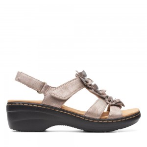 Clarks Merliah Sheryl Πεδιλα Πλατφορμεσ γυναικεια γκρι καφε μεταλλικός | GR258036