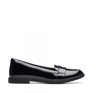 Clarks Scala Loafer Youth Παπουτσια για σχολειο για κοριτσια μαυρα | GR934876