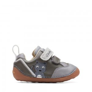 Clarks Tiny Print Toddler Παπουτσια για αγορια γκρι | GR926840