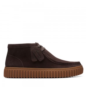 Clarks Torhill Hi παπουτσια casual ανδρικα σκούρο καφε | GR620391