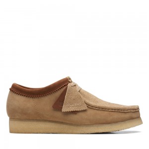 Clarks Wallabee Παπουτσια ανδρικα καφε ασπρα | GR375861