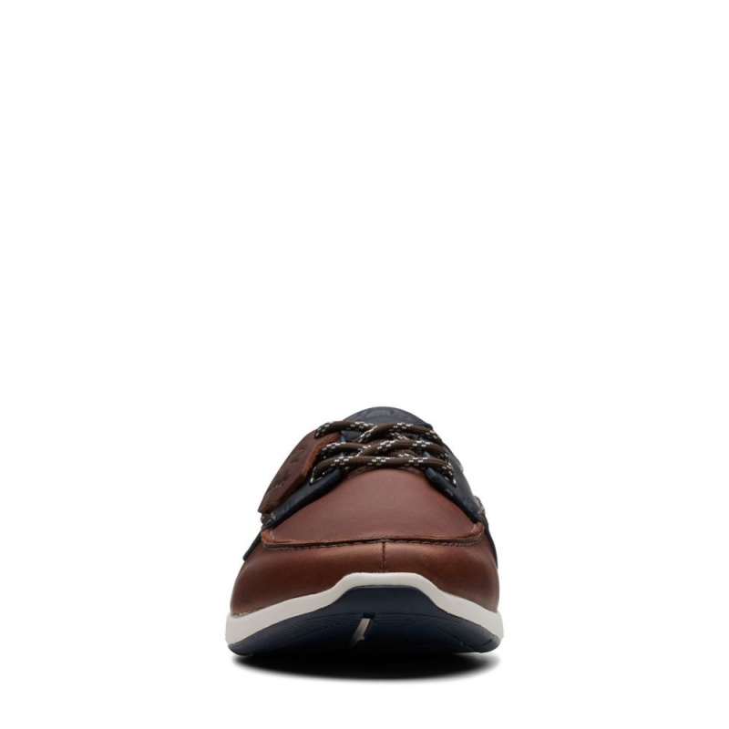 Clarks ATL Sail Go παπουτσια ιστιοπλοιας ανδρικα Navy/Brown | GR098432