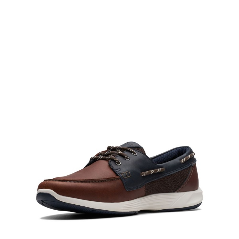 Clarks ATL Sail Go παπουτσια ιστιοπλοιας ανδρικα Navy/Brown | GR098432