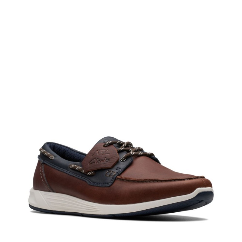 Clarks ATL Sail Go παπουτσια casual ανδρικα Navy/Brown | GR805943