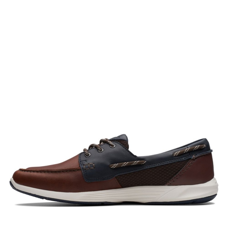 Clarks ATL Sail Go παπουτσια casual ανδρικα Navy/Brown | GR805943