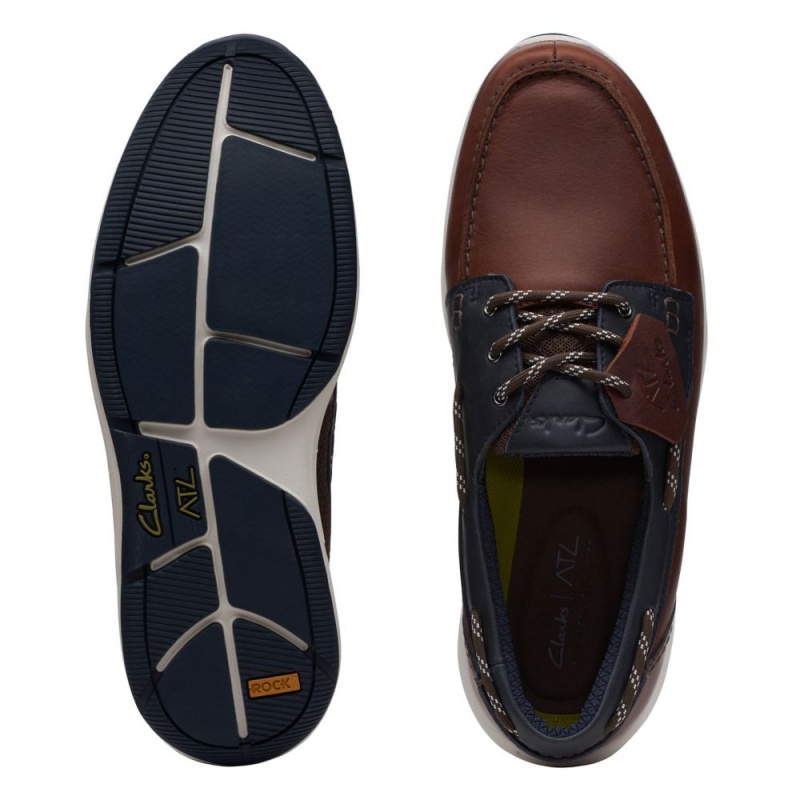 Clarks ATL Sail Go παπουτσια casual ανδρικα Navy/Brown | GR805943