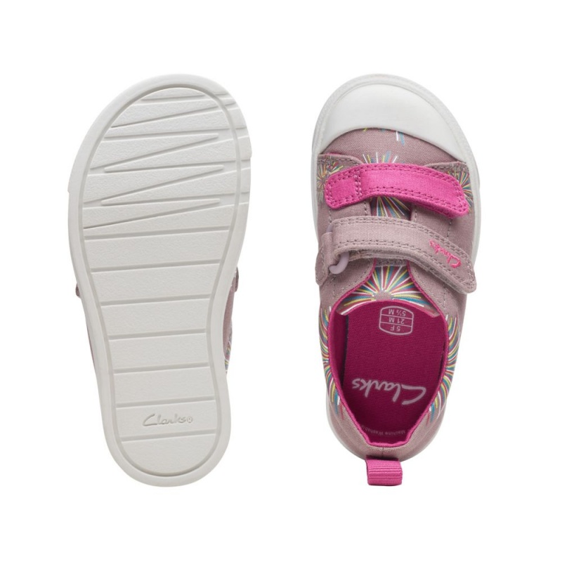 Clarks City Bright Toddler καμβα παπουτσια για κοριτσια ροζ | GR562398