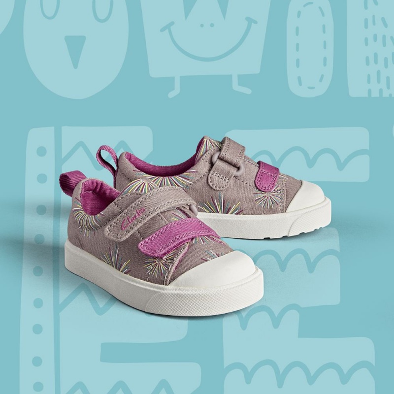 Clarks City Bright Toddler καμβα παπουτσια για κοριτσια ροζ | GR562398