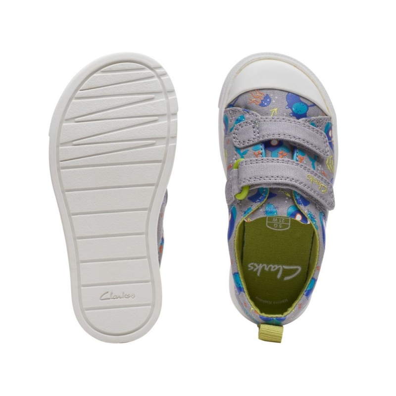 Clarks City Bright Toddler καμβα παπουτσια για αγορια γκρι | GR872563