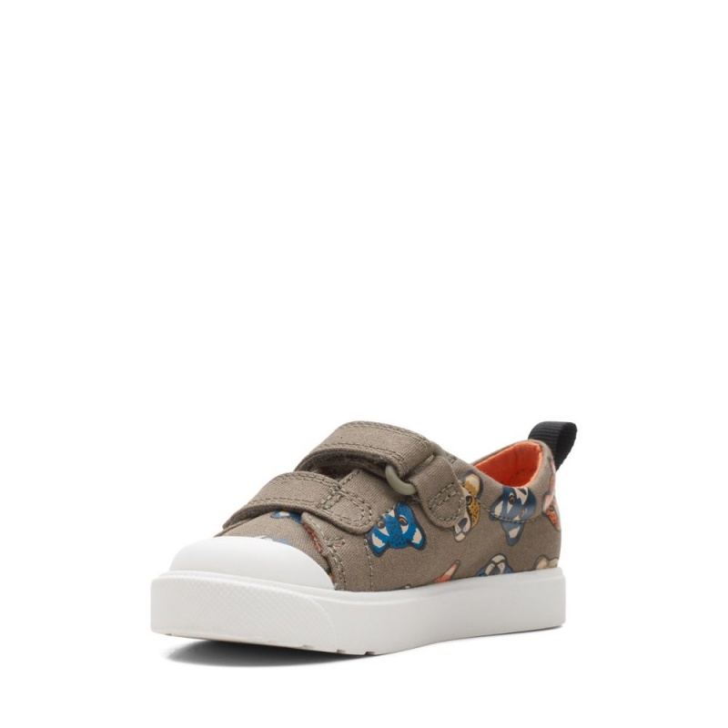 Clarks City Bright Toddler καμβα παπουτσια για κοριτσια Χακί | GR982104