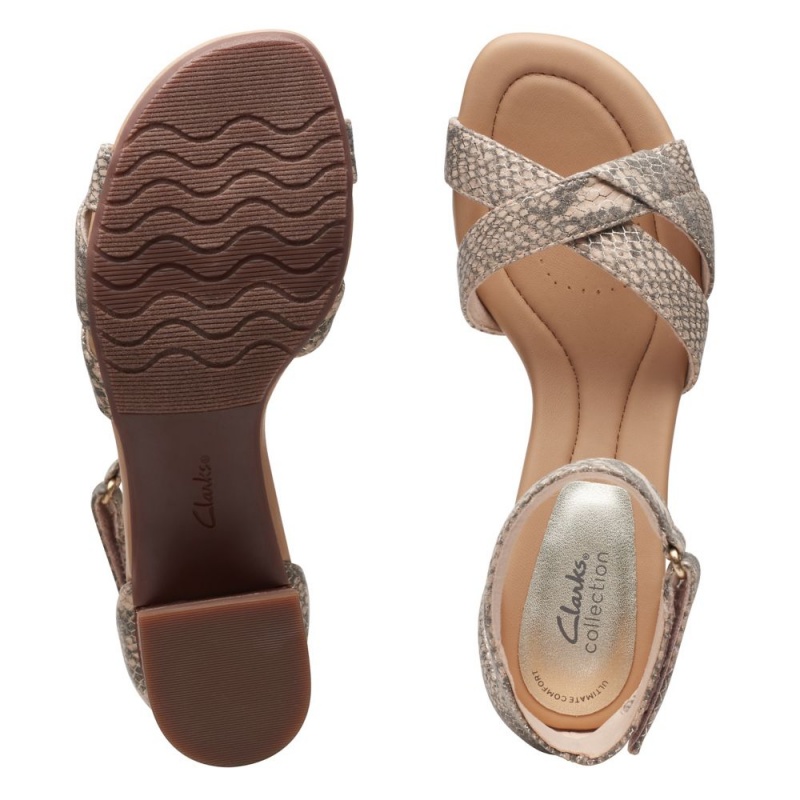 Clarks Desirae Lily Ψηλοτακουνα Πεδιλα γυναικεια Μπεζ μεταλλικός | GR750428