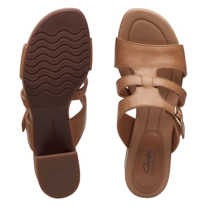 Clarks Desirae Palm Ψηλοτακουνα Πεδιλα γυναικεια ανοιχτο καφε | GR976325