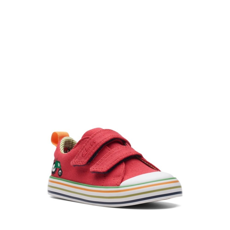 Clarks Foxing Tor Lo Toddler καμβα παπουτσια για αγορια κοκκινα | GR497312