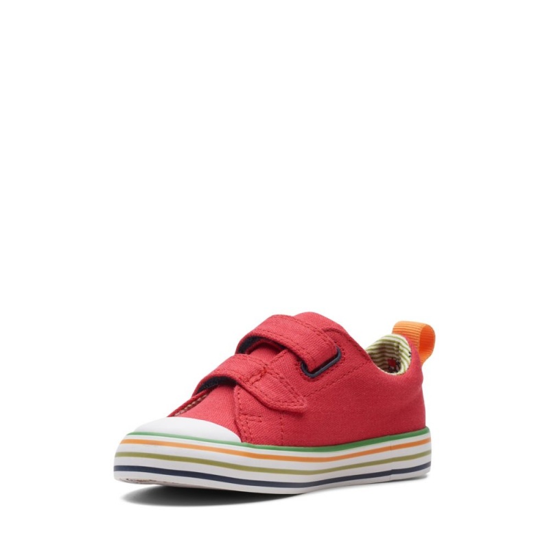 Clarks Foxing Tor Lo Toddler καμβα παπουτσια για αγορια κοκκινα | GR497312