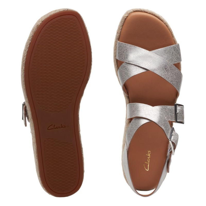 Clarks Kimmei Buckle Πεδιλα Πλατφορμεσ γυναικεια ασημι μεταλλικός | GR172408