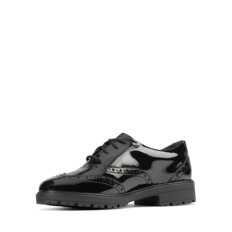 Clarks Loxham Brogue Youth Παπουτσια για σχολειο για κοριτσια μαυρα | GR849703