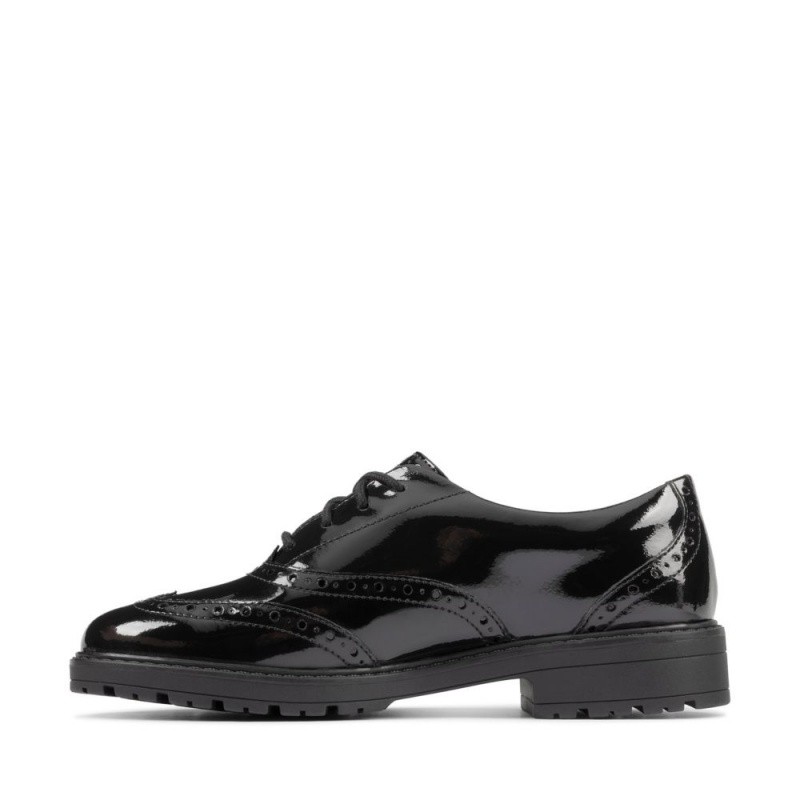 Clarks Loxham Brogue Youth Παπουτσια για σχολειο για κοριτσια μαυρα | GR849703