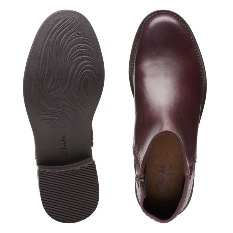 Clarks Maye Palm Μποτακια γυναικεια μπορντο | GR970546