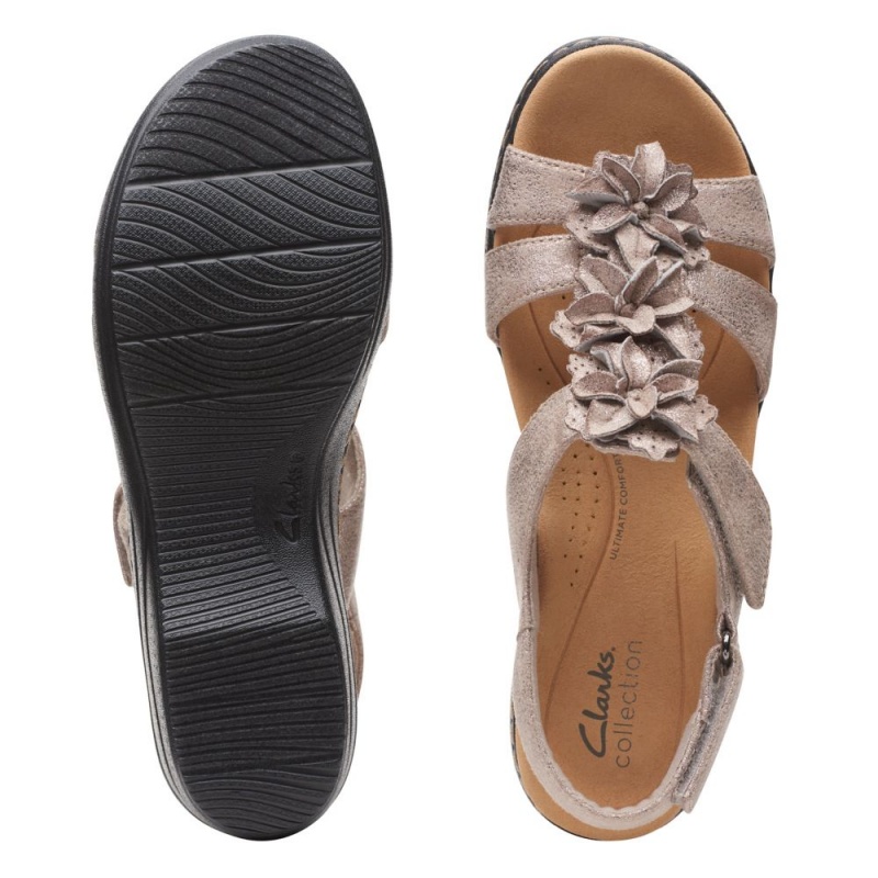 Clarks Merliah Sheryl Πεδιλα Πλατφορμεσ γυναικεια γκρι καφε μεταλλικός | GR258036