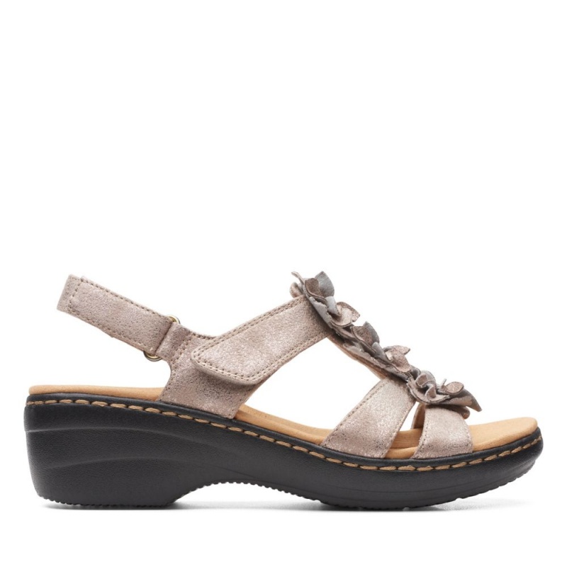 Clarks Merliah Sheryl Πεδιλα Πλατφορμεσ γυναικεια γκρι καφε μεταλλικός | GR258036