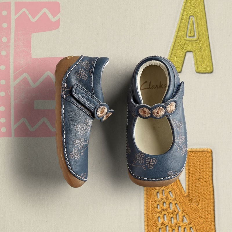 Clarks Tiny Flora Toddler Παπουτσια για κοριτσια σκουρο μπλε | GR105364