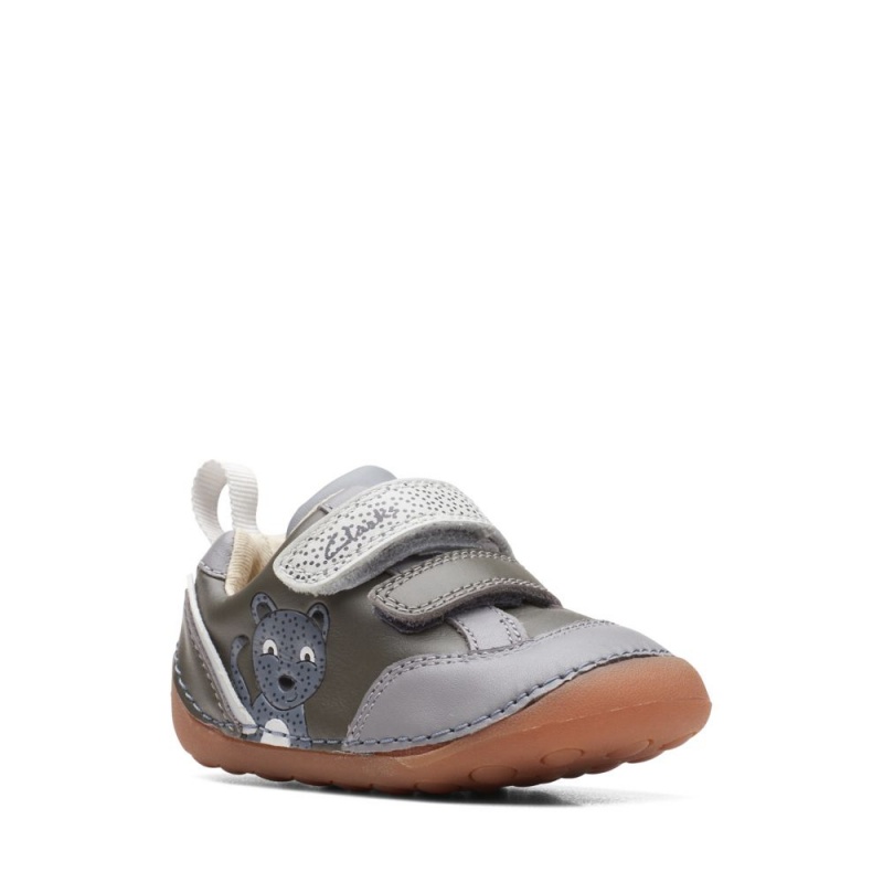 Clarks Tiny Print Toddler Παπουτσια για κοριτσια γκρι | GR527360