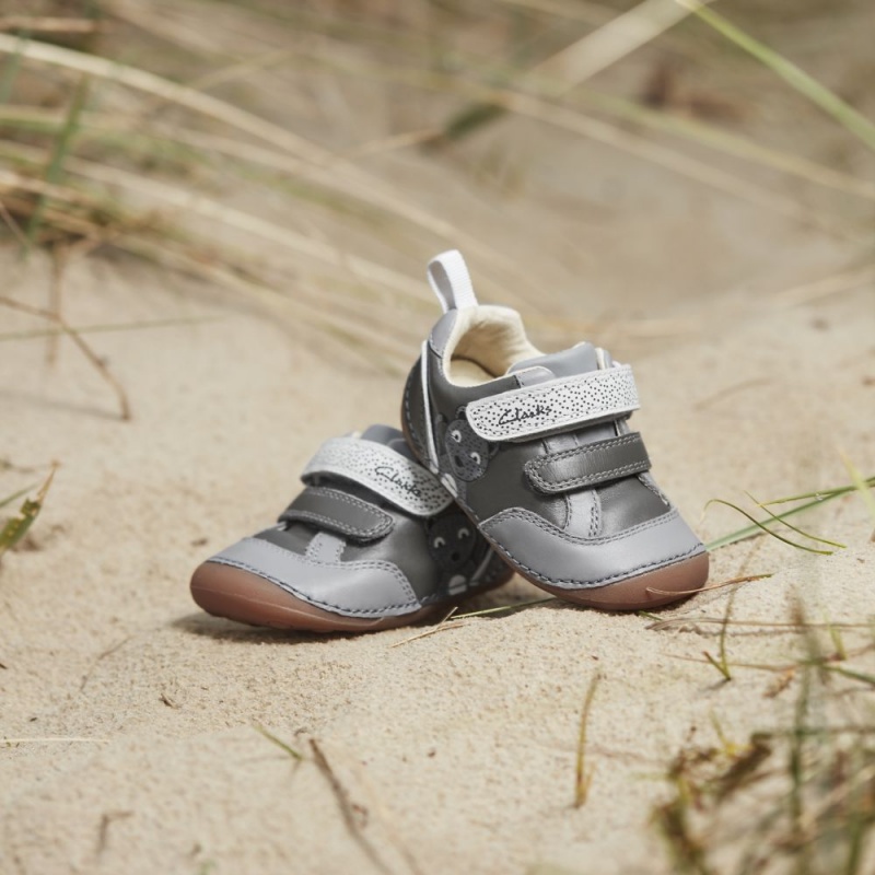 Clarks Tiny Print Toddler Παπουτσια για κοριτσια γκρι | GR527360