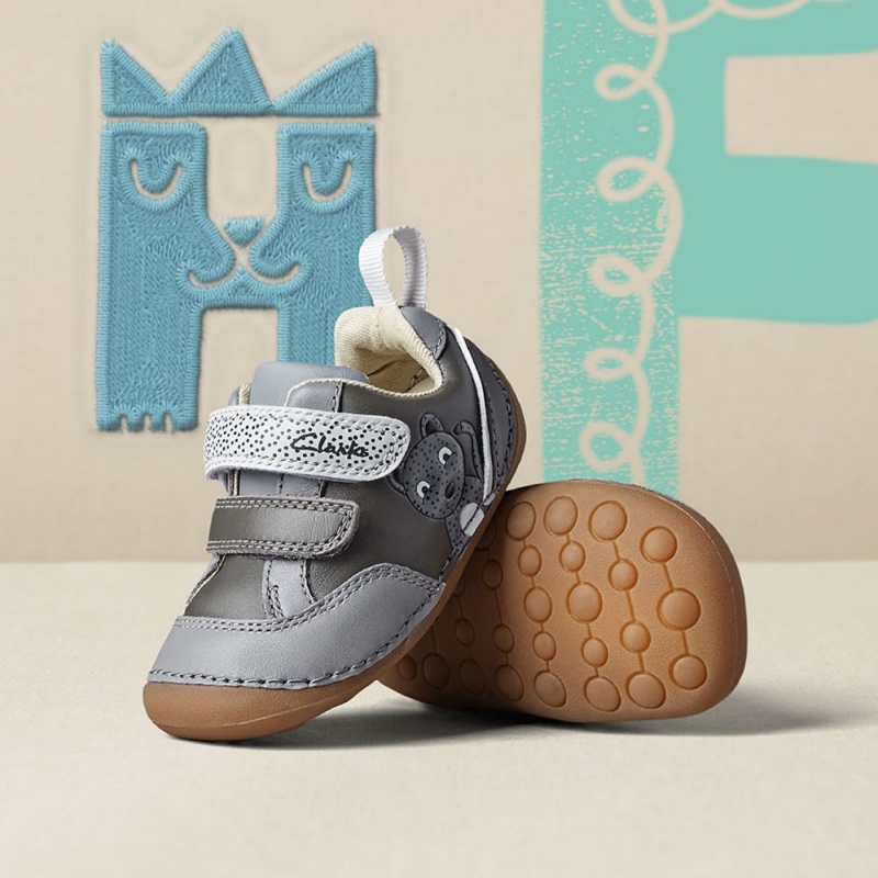 Clarks Tiny Print Toddler Παπουτσια για κοριτσια γκρι | GR527360