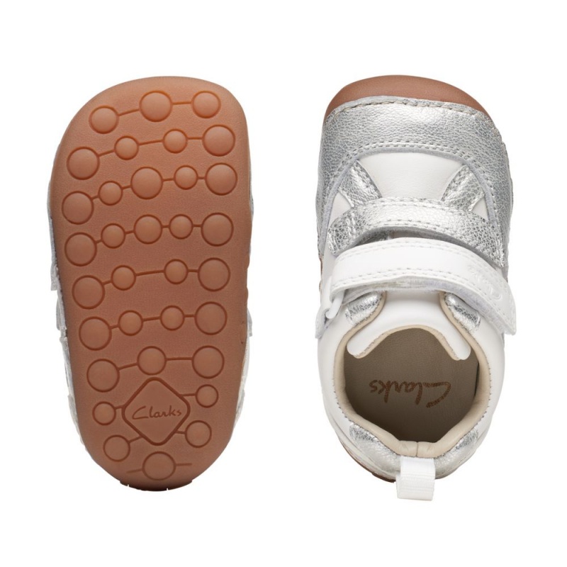 Clarks Tiny Sky Toddler Παπουτσια για κοριτσια ασπρα μεταλλικός | GR372815