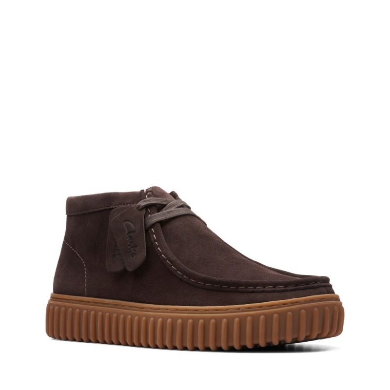 Clarks Torhill Hi παπουτσια casual ανδρικα σκούρο καφε | GR620391